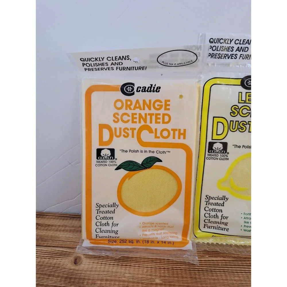 Orange And Lemon Scented Cotton‎ Dust Cloth by Cadie New Old Stock Lot 2 Packs